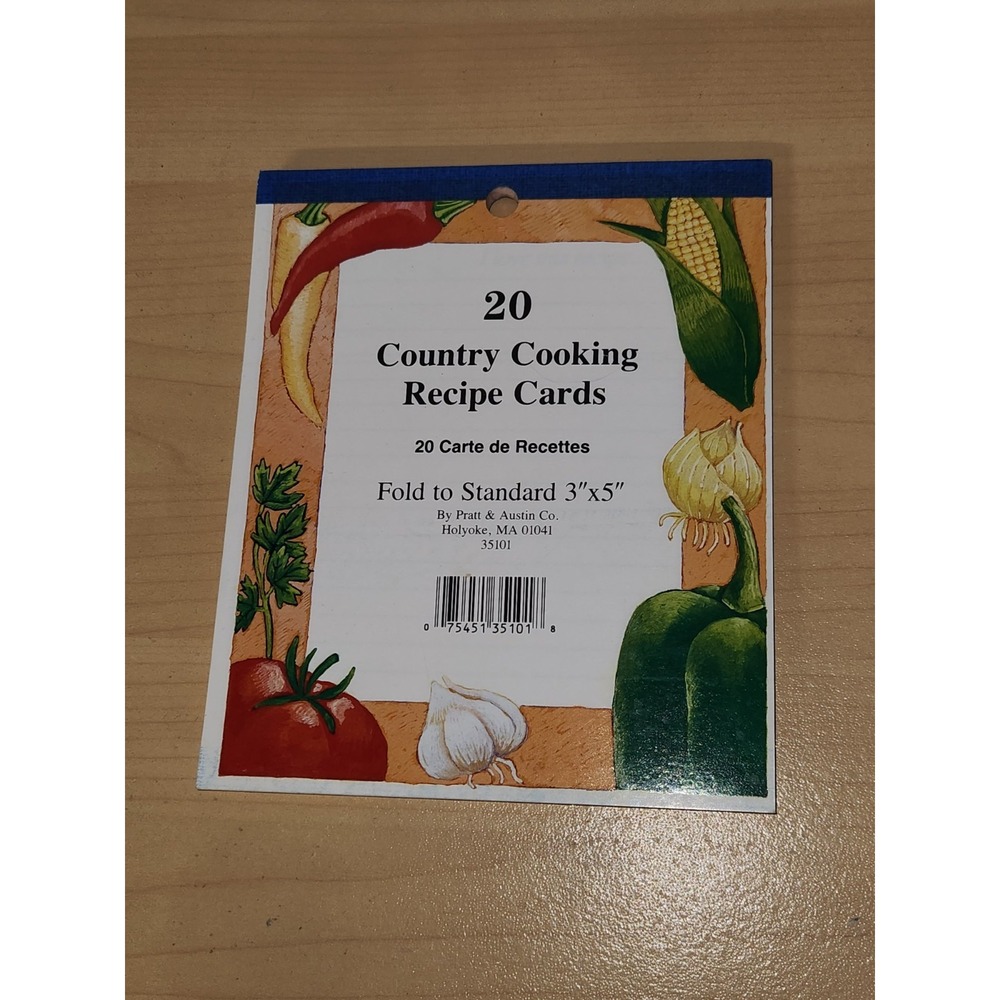 Vintage Country Cooking Recipe Cards 20 Double Sided 3" x 5" Cards Made in USA